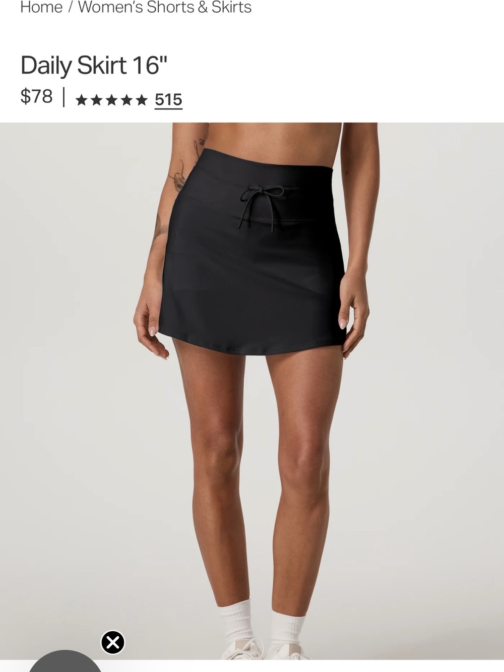 Vuori Daily Skirt Mini in Black